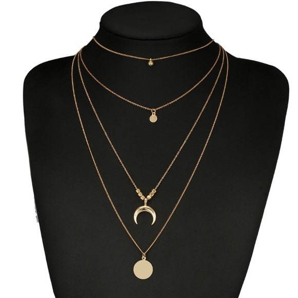 3/$25⚡️4 layer crescent moon horn coin necklace - Picture 4 of 8